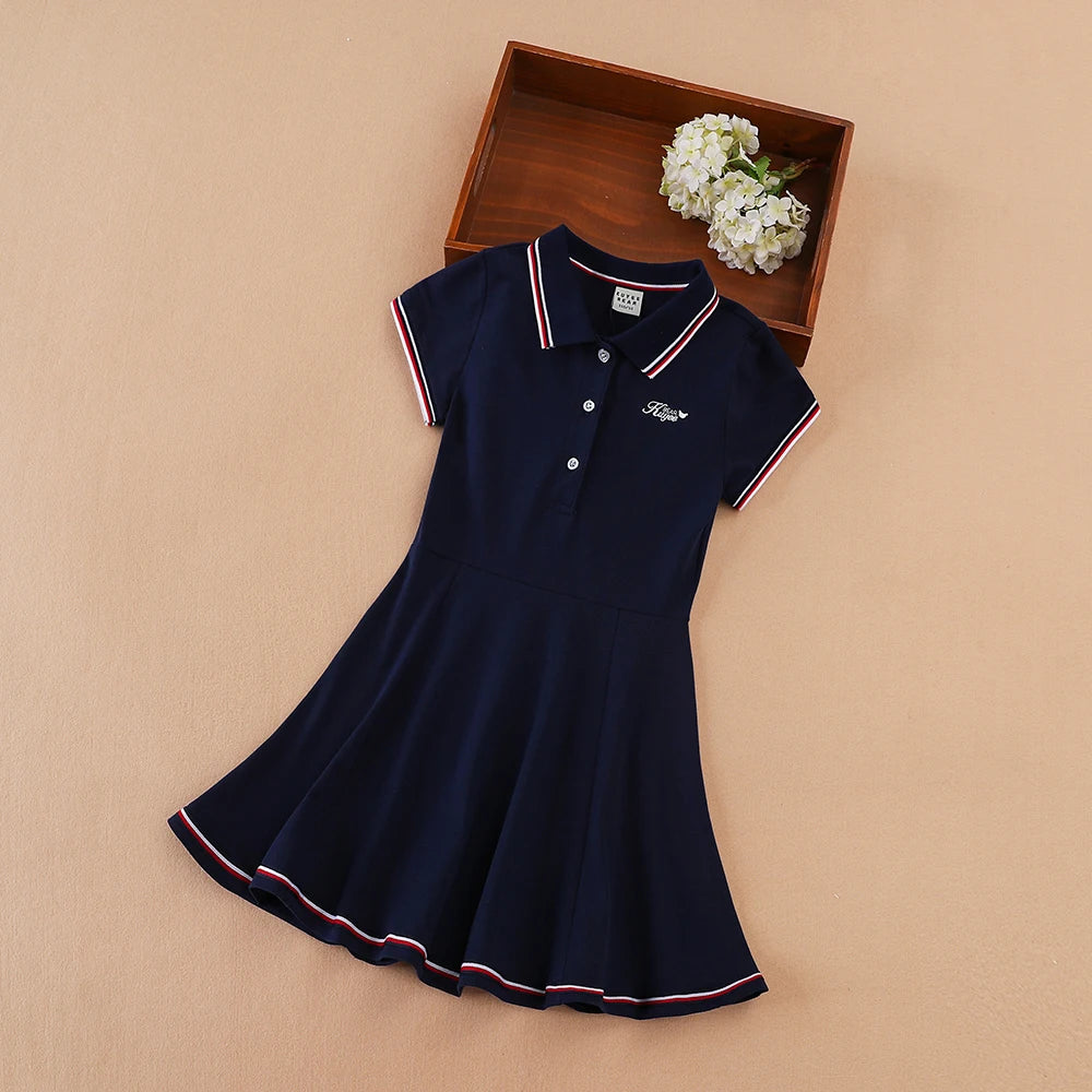Girls' Striped Cotton Tennis Dress | Sporty Summer Dress for Kids | Ages 4–12