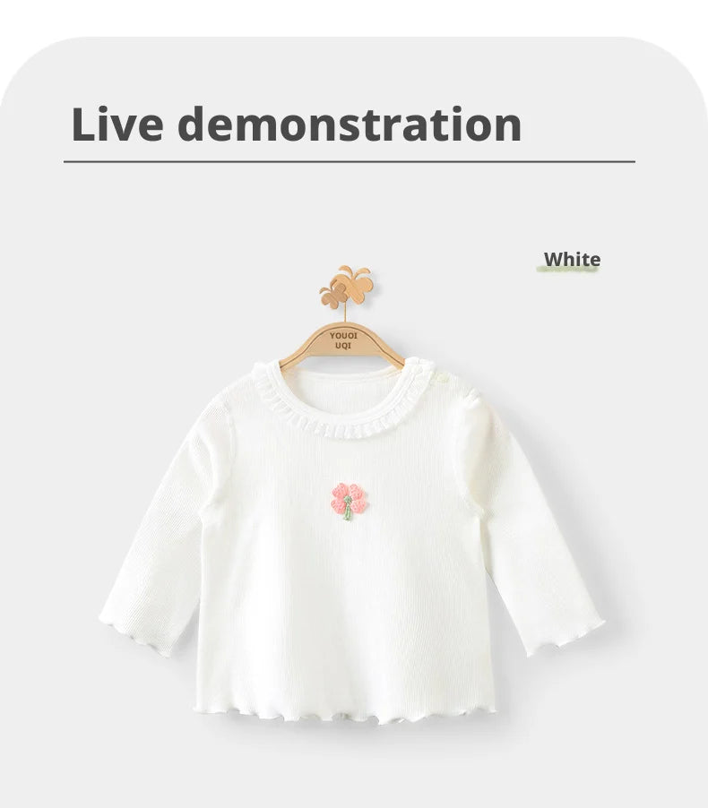 Baby Girls Sweet Long-Sleeve Floral Cotton Top | All Seasons