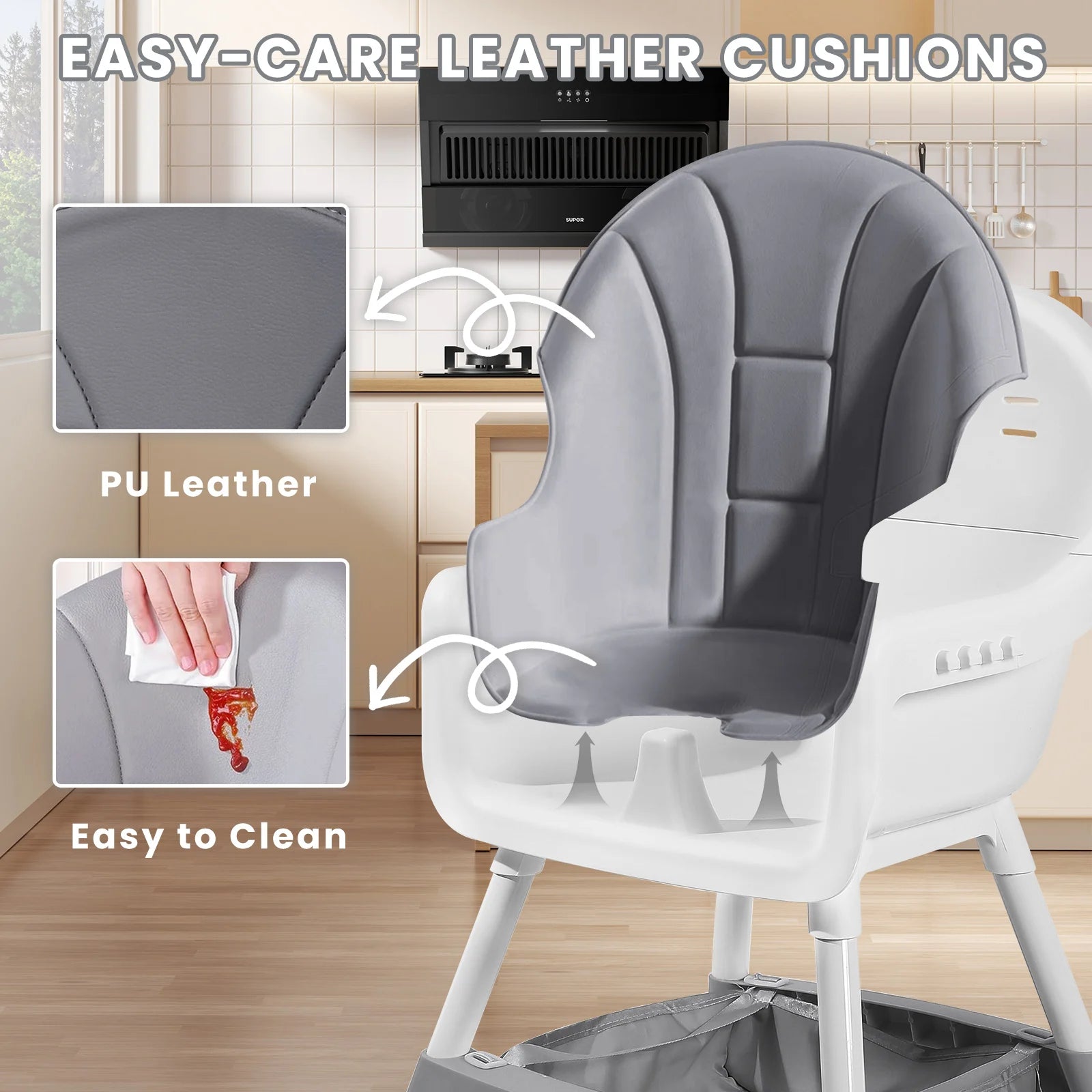 Baby High Chair – Convertible Toddler Dining Chair with Detachable Tray
