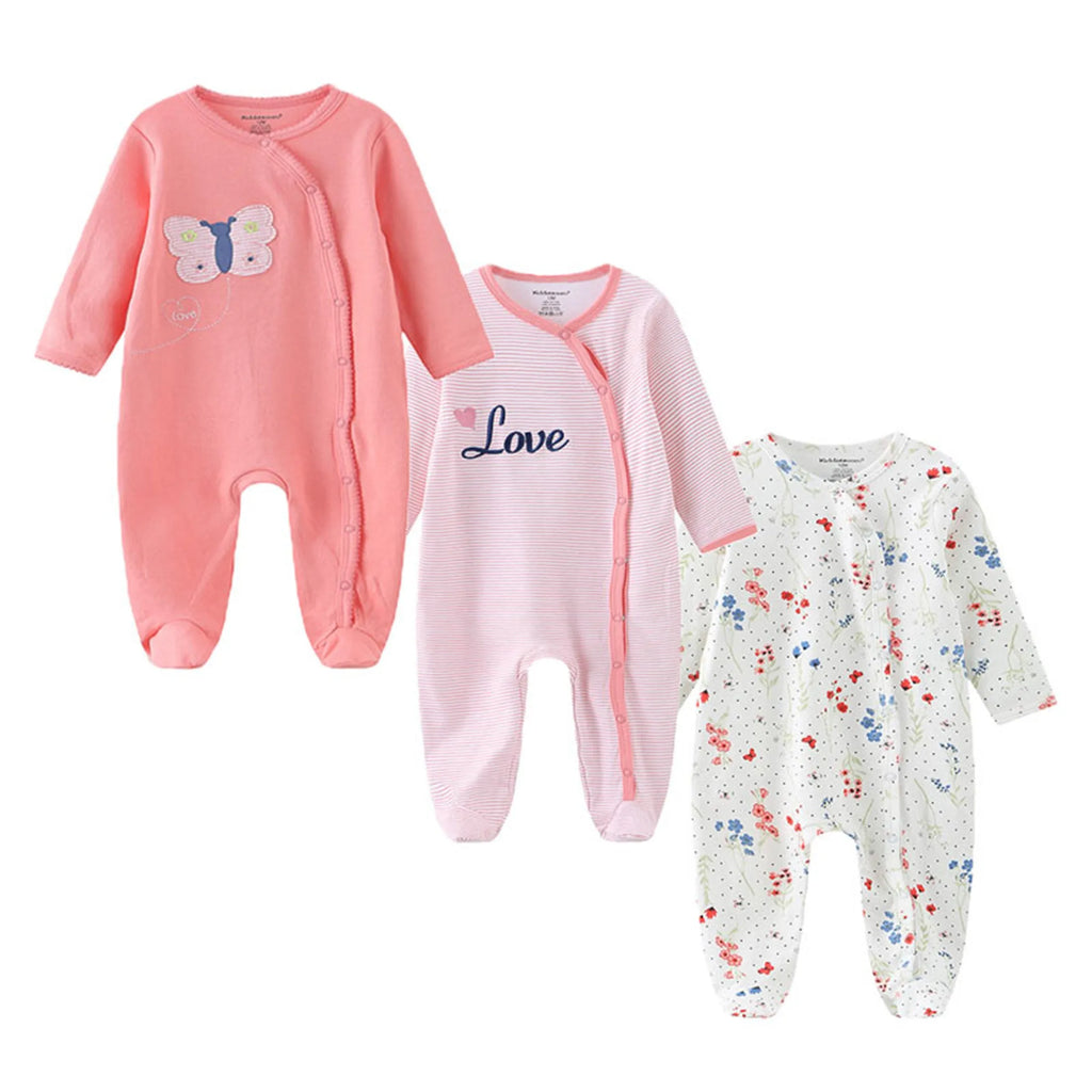 Baby Rompers 3-Pack - Soft Cotton Long Sleeve