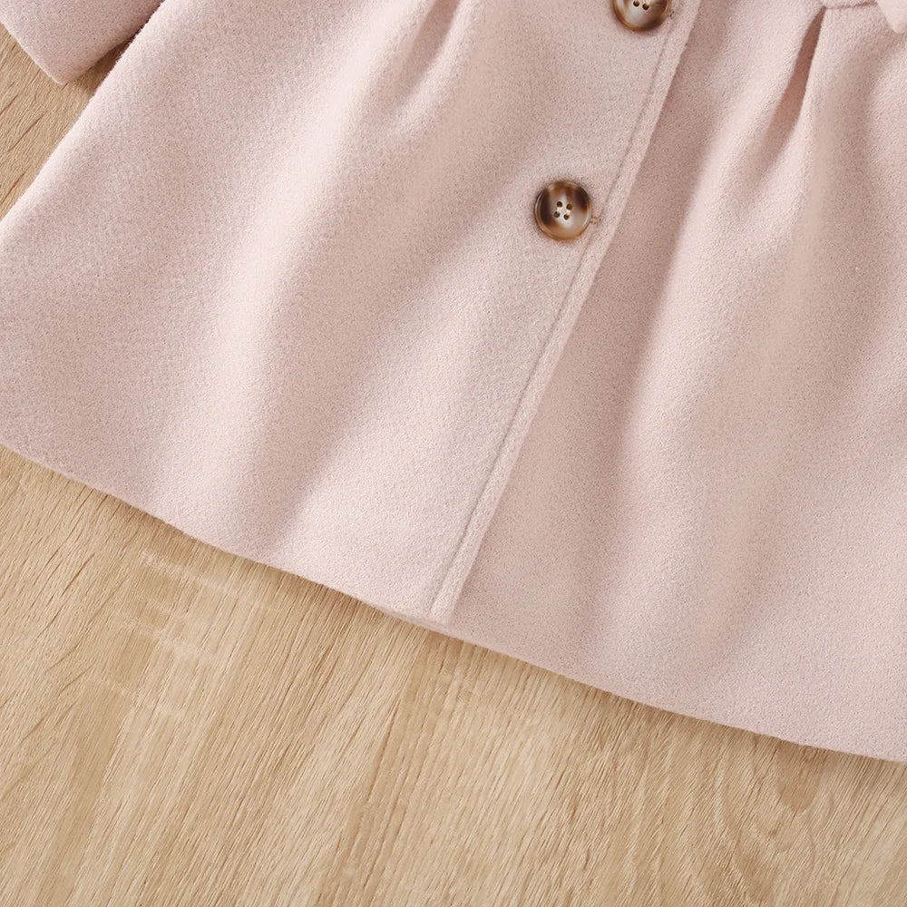 Baby Girls Beige Bow Coat | Long Sleeve Winter Jacket 6M–3Y