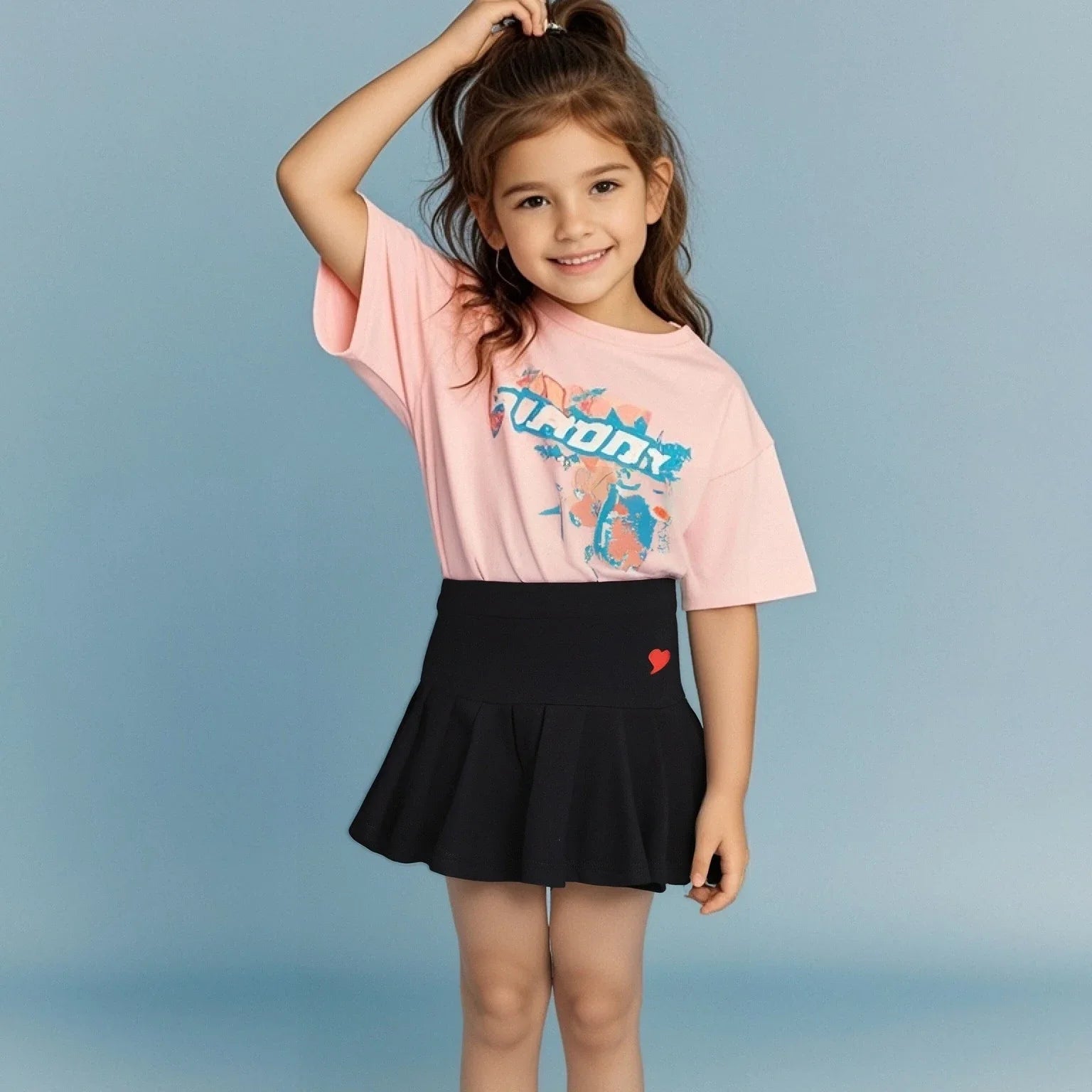 Girls Pleated Skirt with Built-In Safety Shorts
