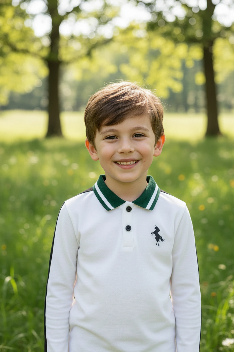 Baby Boy White Lapel Printed Shirt