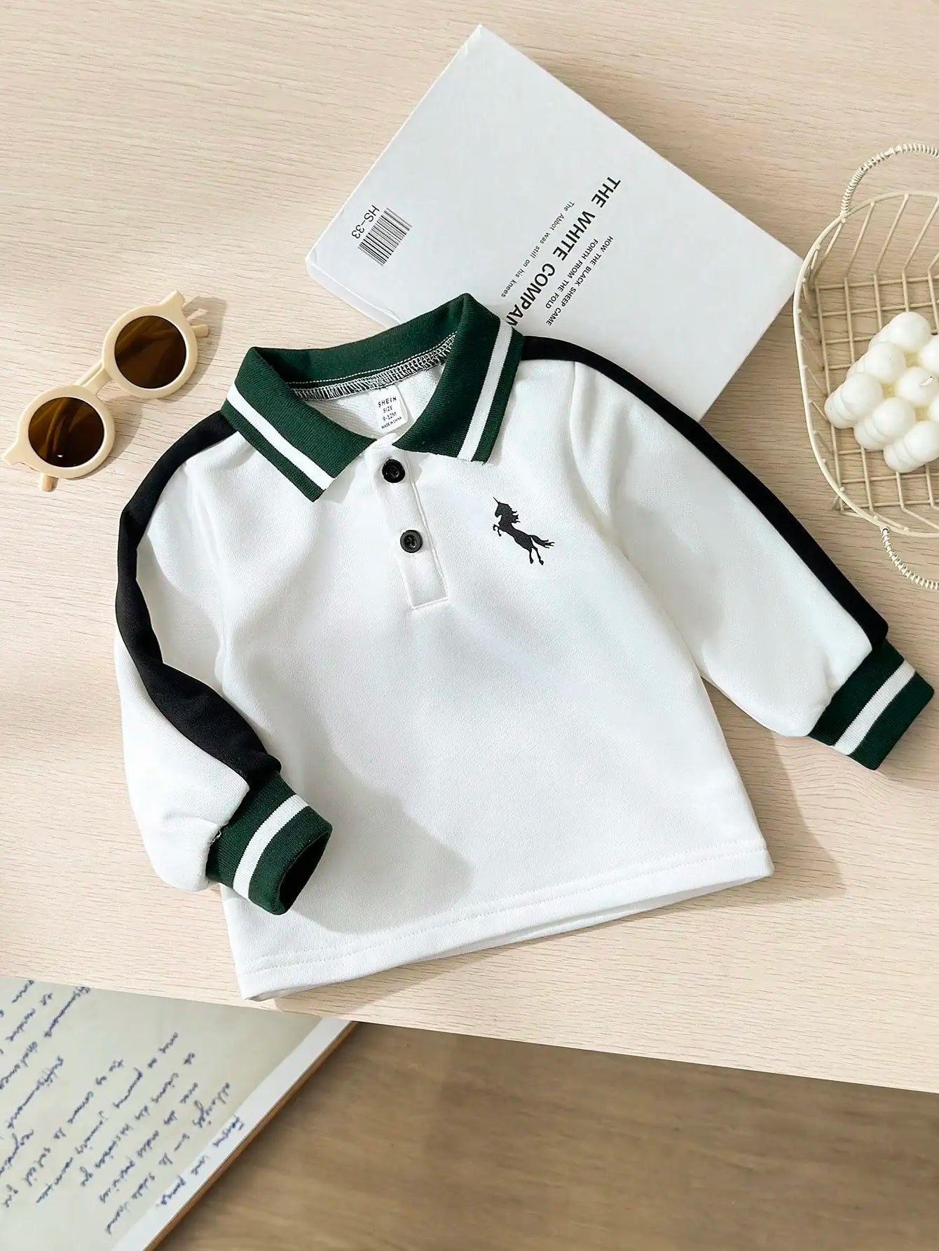 Autumn And Winter Baby Boy Casual And Versatile Top Autumn Little Boy White Lapel Printed Long-Sleeved Shirt