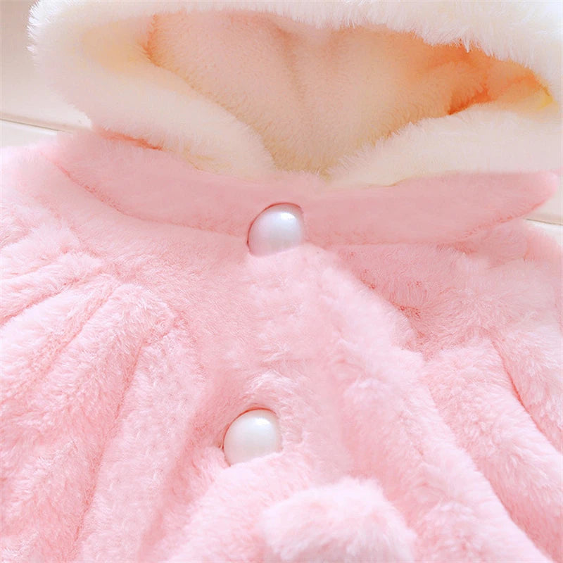 Baby Girls Rabbit Ear Fleece Cape | Autumn Winter | Ages 0–2