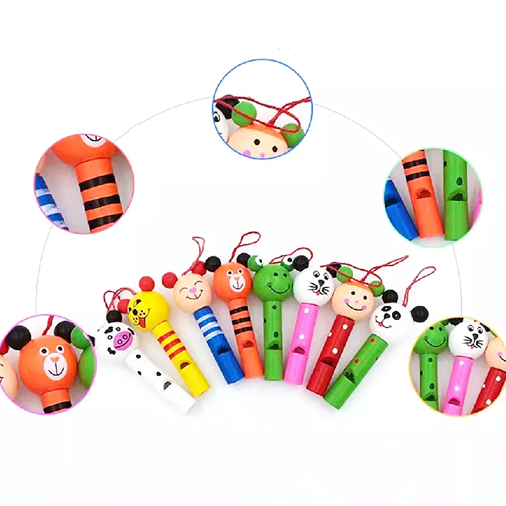 Wooden Mini Cute Animal Whistle Toys-3