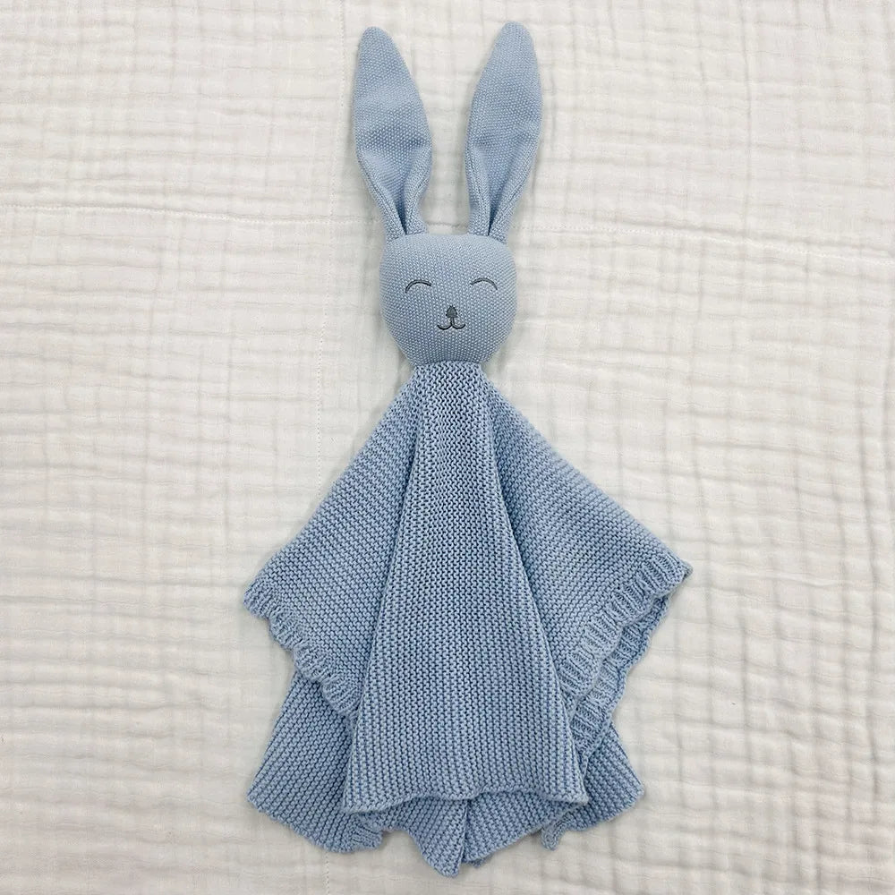 Baby gifts Lovey Animal Stroller Blanket Breathable Cotton Knitted Bunny Comforting Blanket