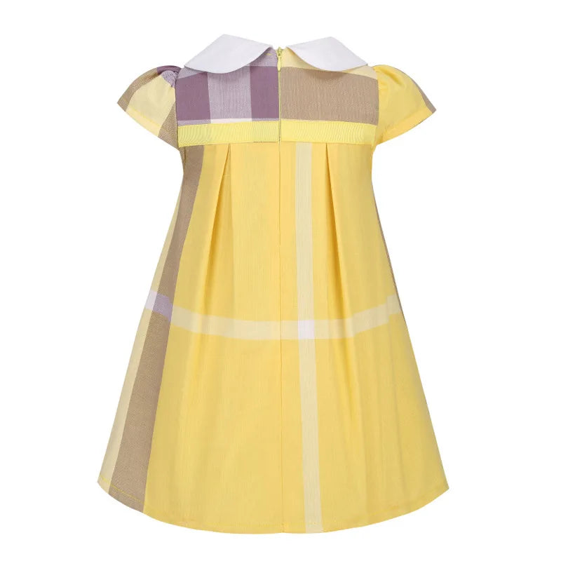 Girls Plaid Summer Dress with Sash (4-8Y)