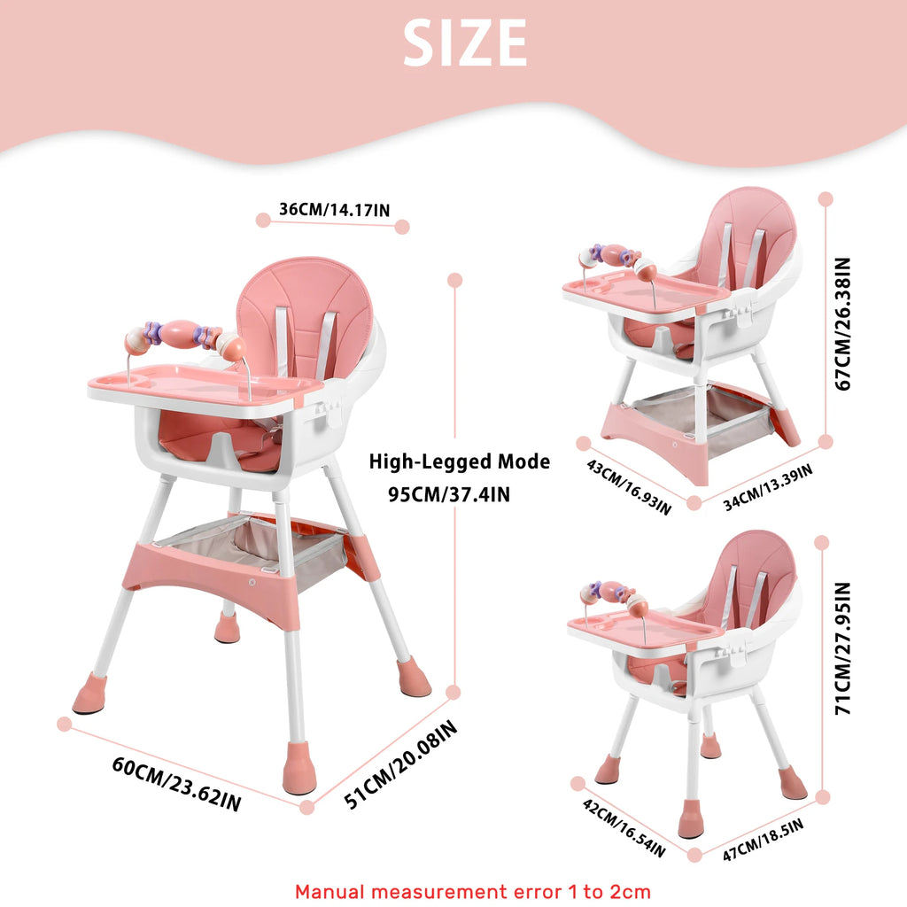 Baby High Chair – Convertible Toddler Dining Chair with Detachable Tray