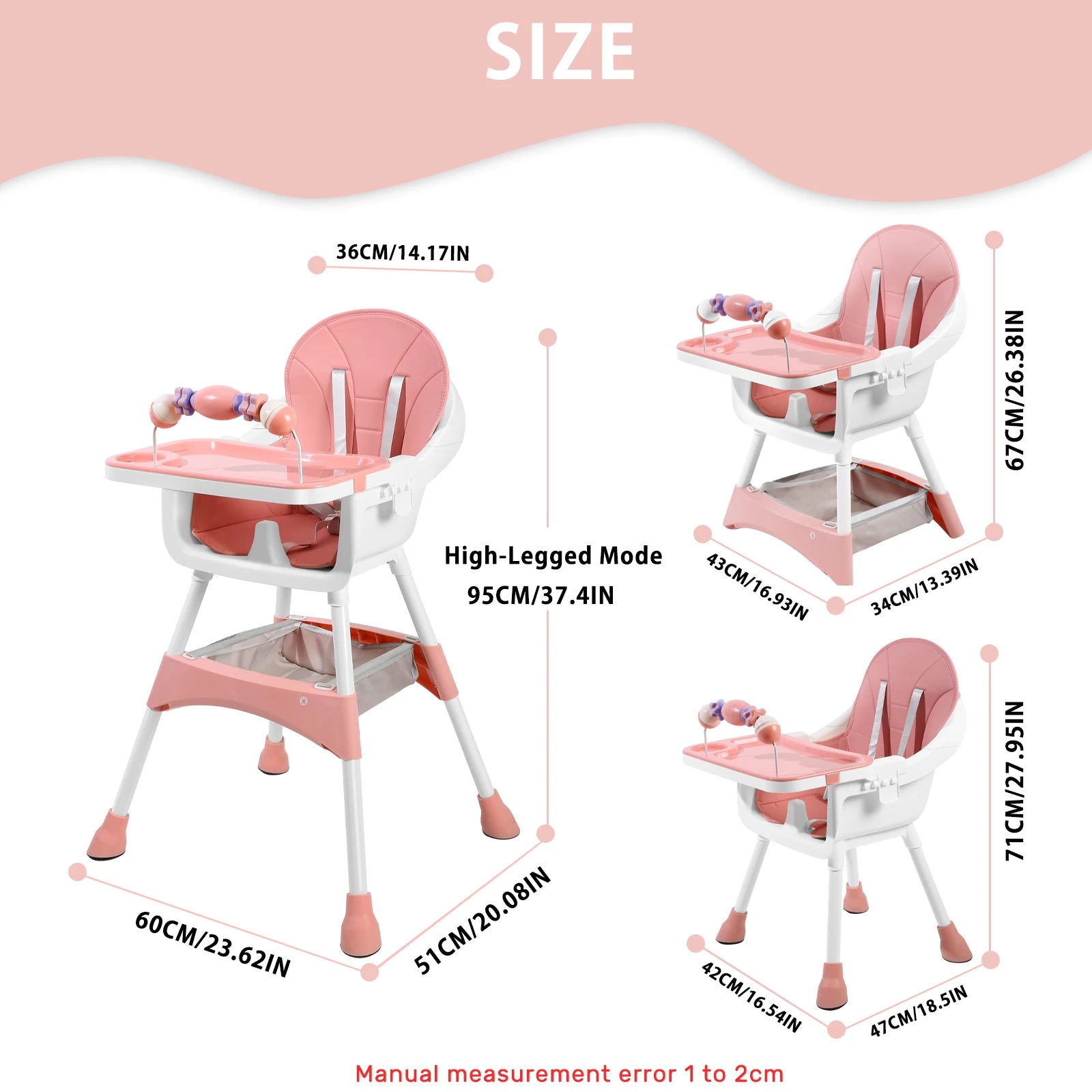 Baby High Chair – Convertible Toddler Dining Chair with Detachable Tray