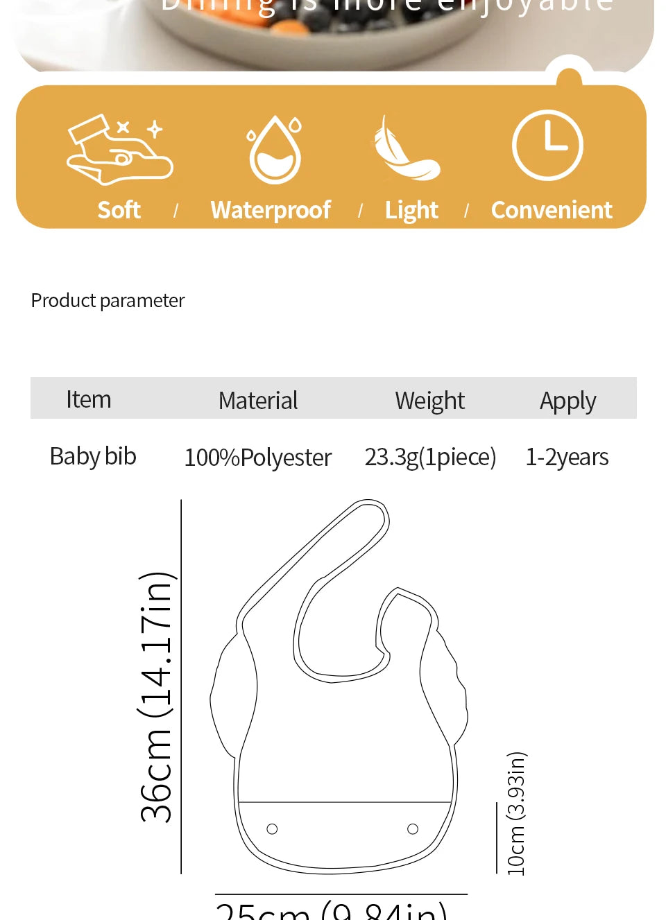 Baby Feeding Bibs with Pocket – 2 Pack