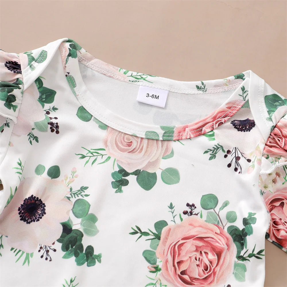 Newborn Baby Girl 3-Piece Floral Outfit Set