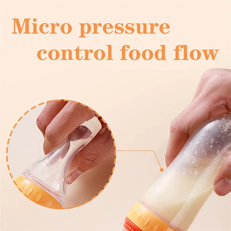 Squeezed Milk Bottle Food Grade Silicone Newborn Training Spoon Baby Grain Food Supplement Feeder Safe and Practical