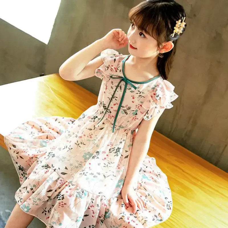 Girls' Sleeveless Floral Summer Dress – A-Line Party & Casual Dress (2T–12Y)