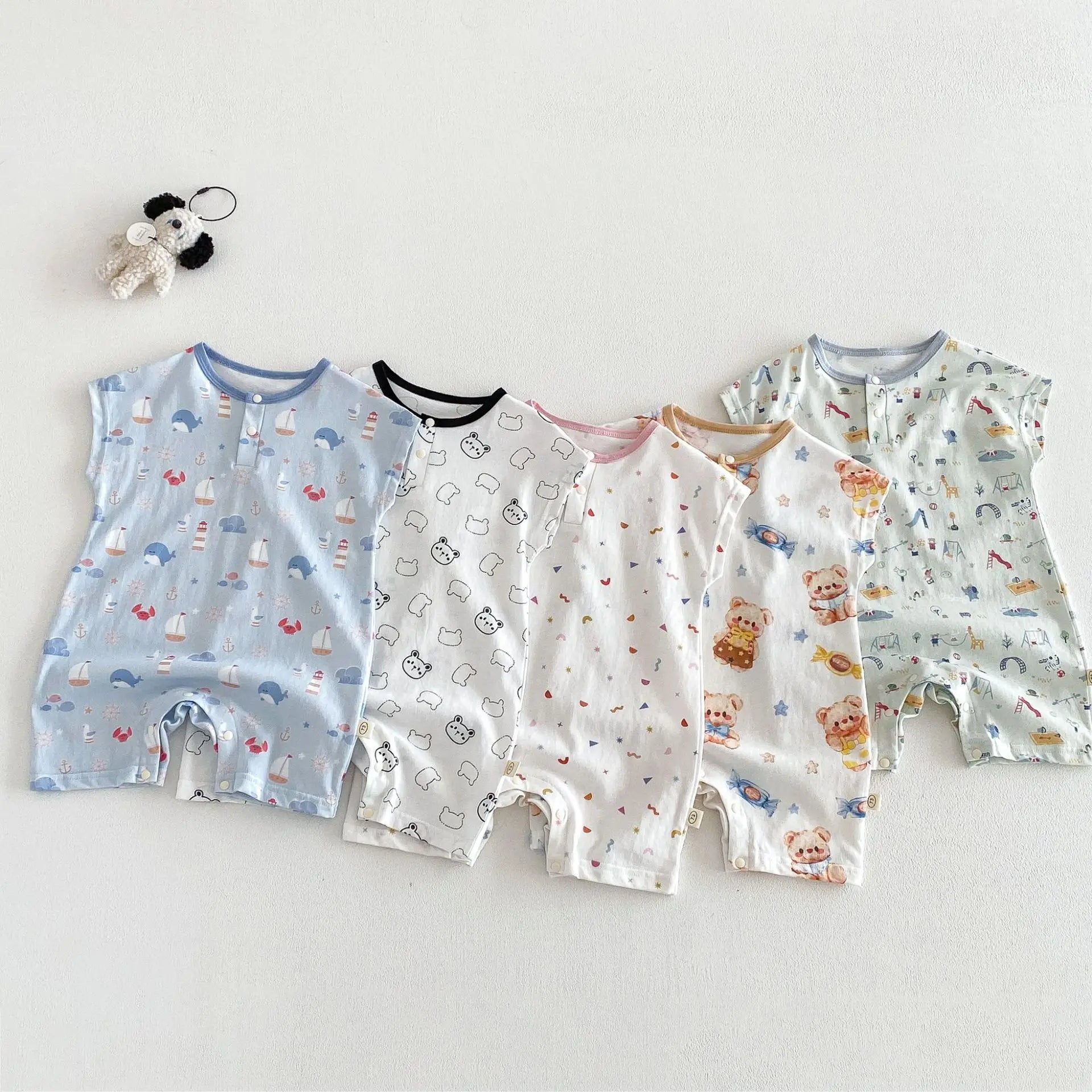 Baby Cartoon Print Summer Romper | Sleeveless Snap Bodysuit 3–24M