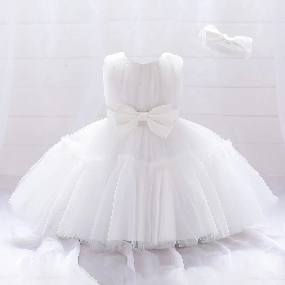 Infant Baby 1st Birthday Baptism Dresses For Girls Kids Elegant Wedding Party Princess Dress Tulle Toddler Girl Summer Clothes