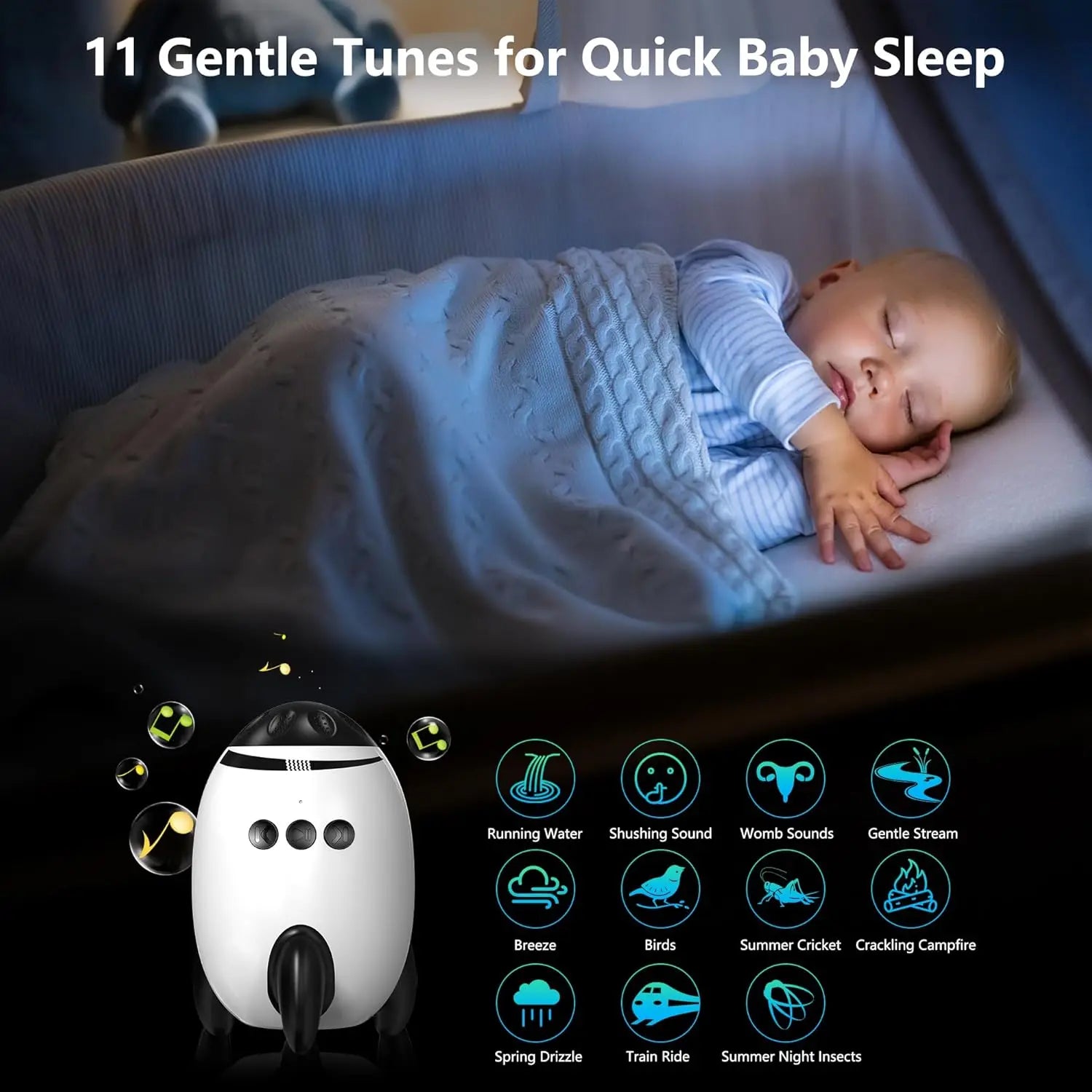 Baby Rocker & Portable Bouncer with Lullaby – Newborn Sleep Aid