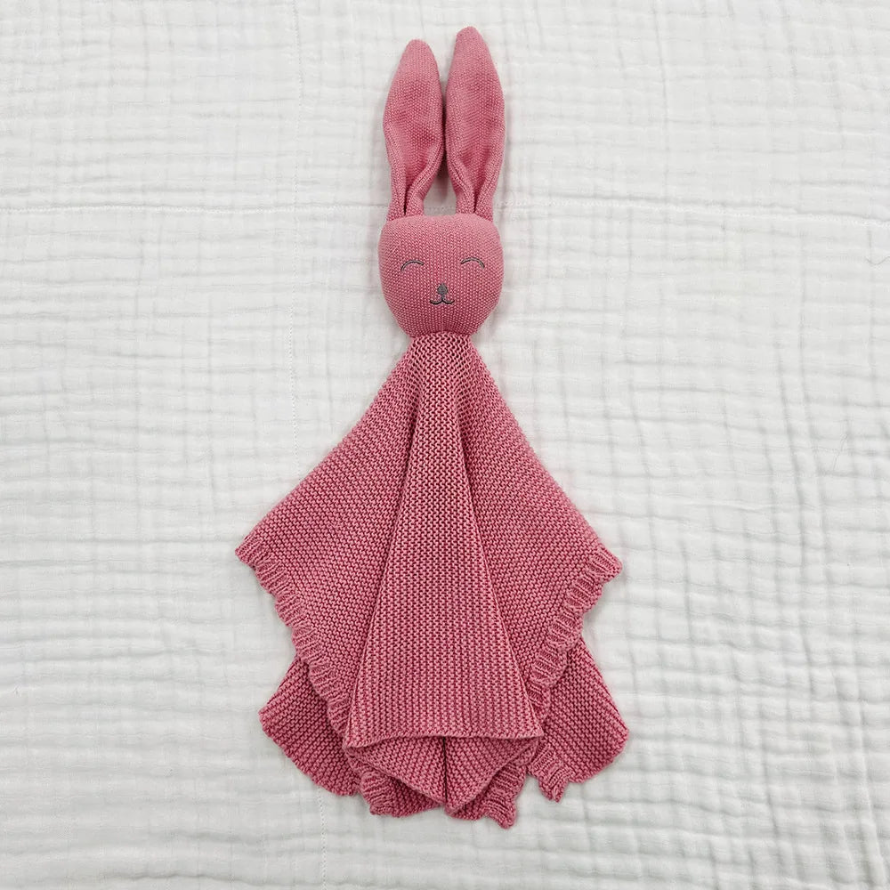 Baby gifts Lovey Animal Stroller Blanket Breathable Cotton Knitted Bunny Comforting Blanket