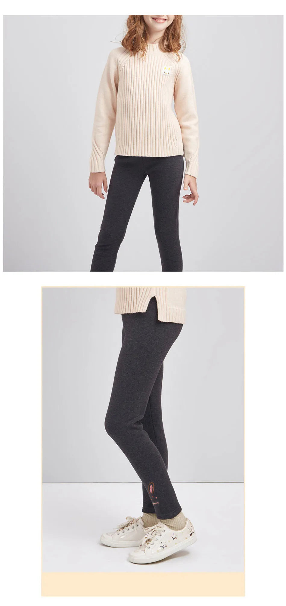 Girls Fleece-Lined Bunny Leggings (3-8Y)