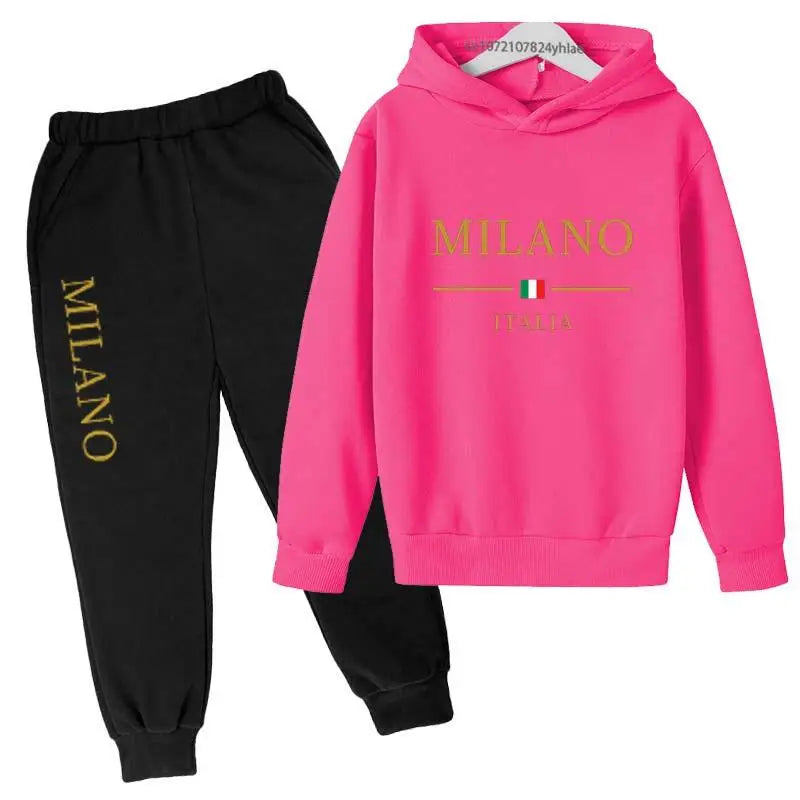 Kids Fashion Letter Print Hoodie & Pants Tracksuit (2-13 Years)