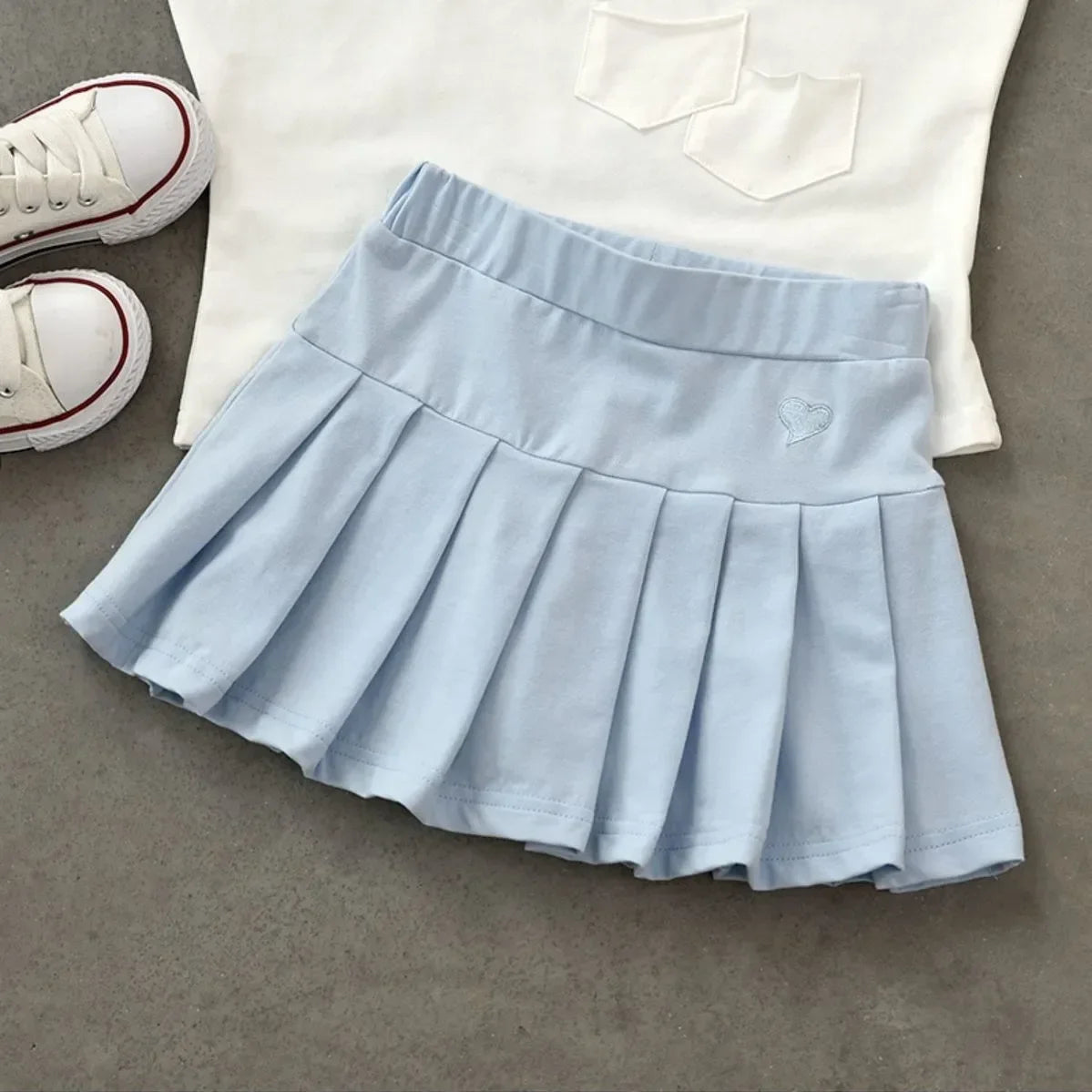 Girls Pleated Skirt with Built-In Safety Shorts