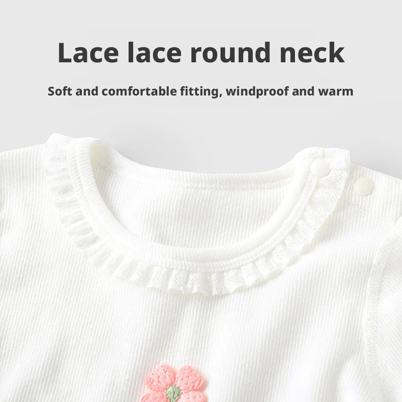 Baby Girls Sweet Long-Sleeve Floral Cotton Top | All Seasons