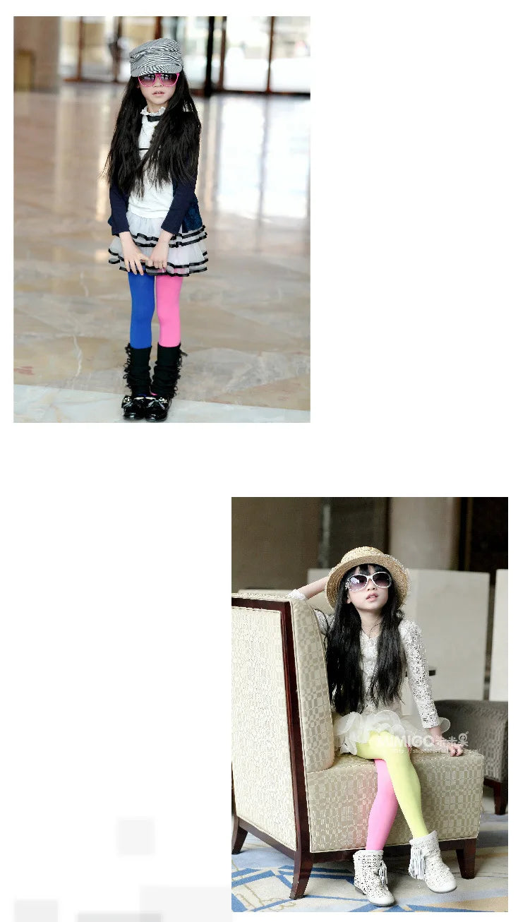 Girls Candy Colour Stretch Tights