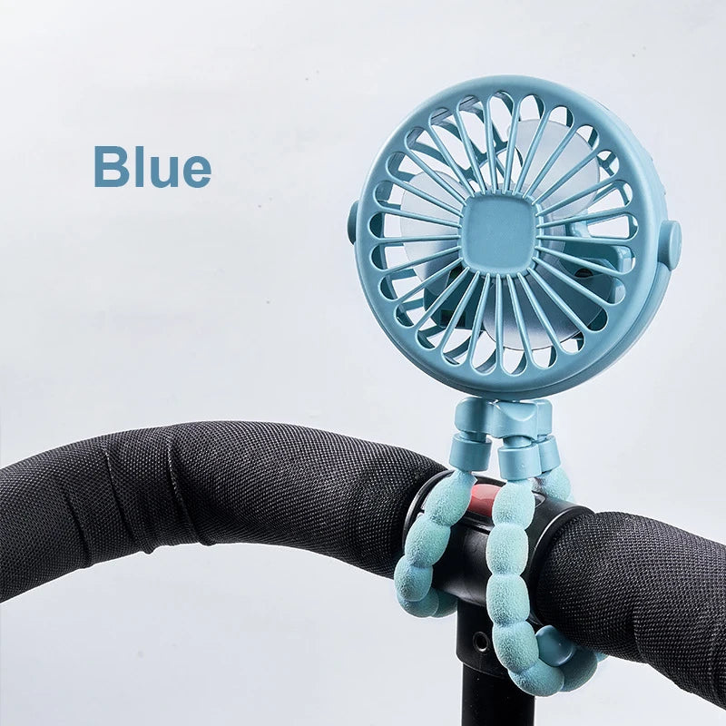 Portable Clip Fan – USB Rechargeable Mini Stroller Fan with 360° Rotation