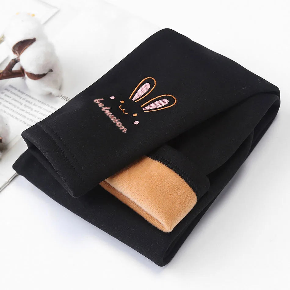 Girls Fleece-Lined Bunny Leggings (3-8Y)