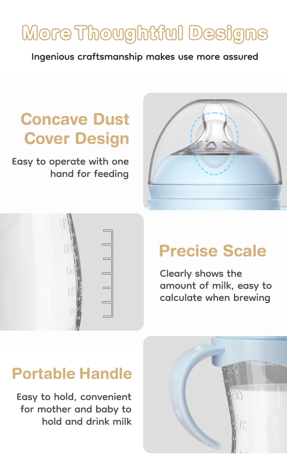 Baby Bottle with Handle | BPA-Free Feeding Bottle | 150ml, 240ml & 330ml