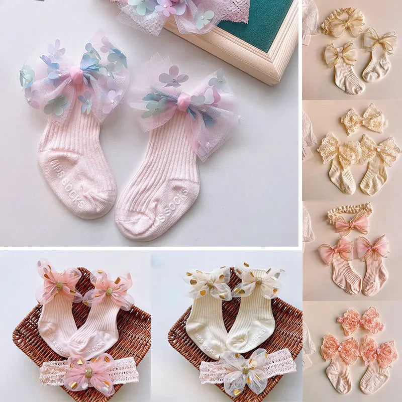 Baby Bow Headband & Socks Set – 2-Piece Girls Accessory