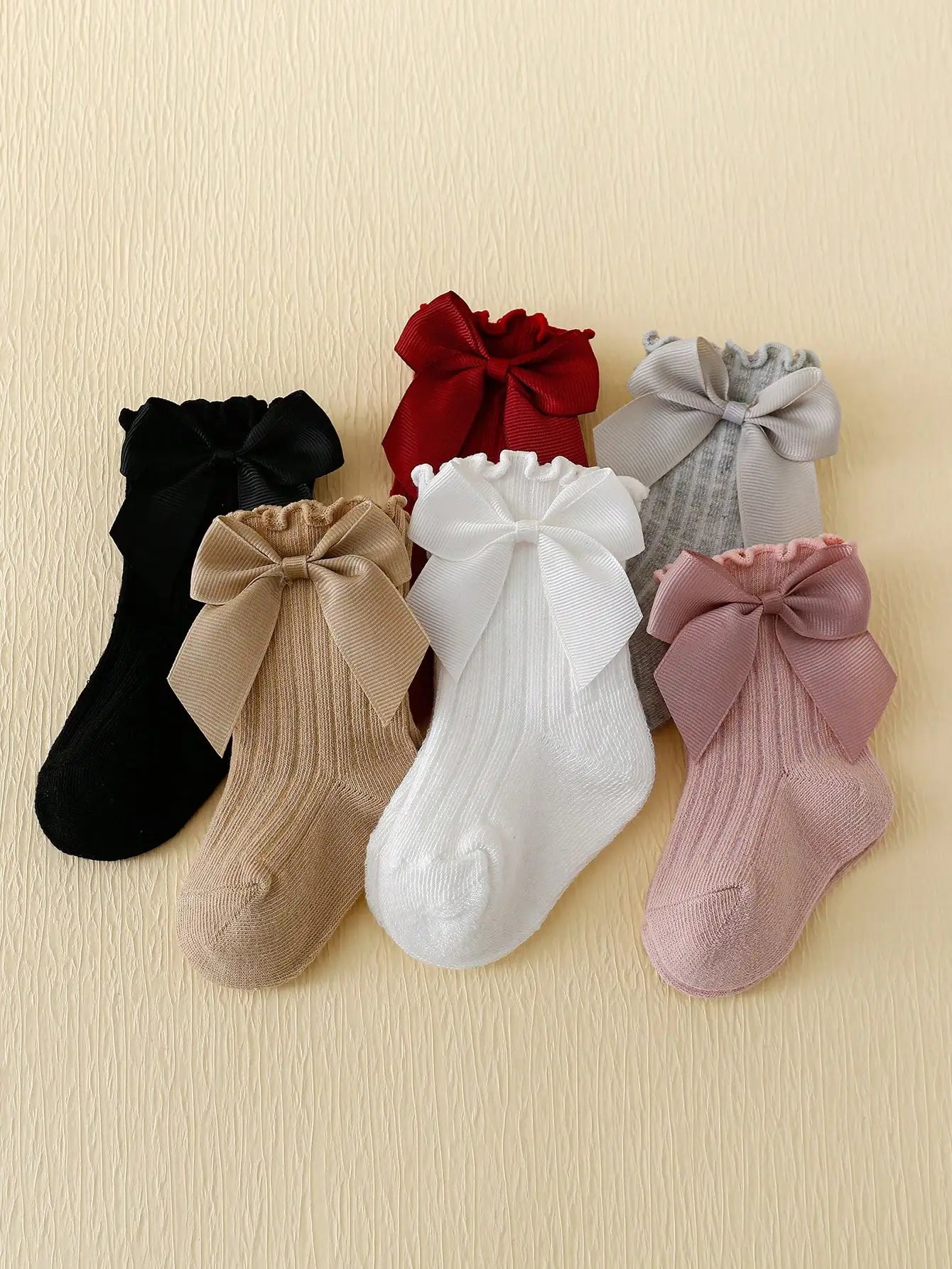 Baby Girl Bow Lace Socks - 6 Pairs