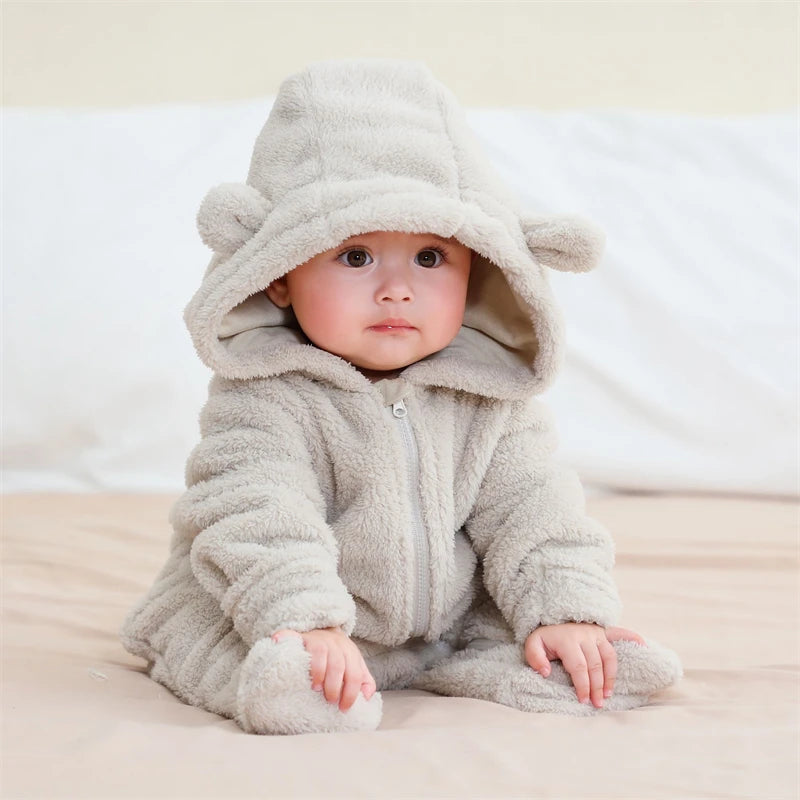 Baby Flannel Romper - Cartoon Print (0-19M)