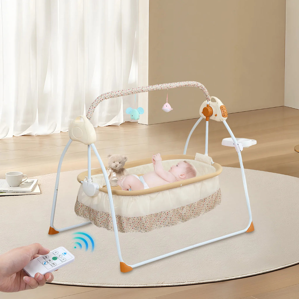 Electric Baby Cradle Swing with Bluetooth, 5 Speeds & Mosquito Net | 0–18 Months