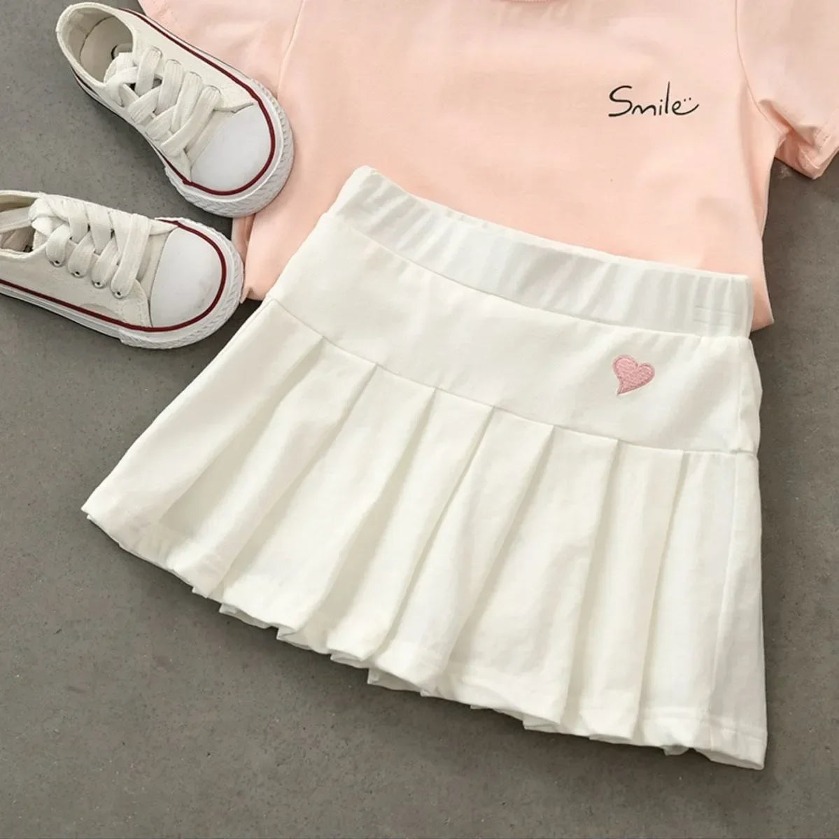 Girls Pleated Skirt with Built-In Safety Shorts