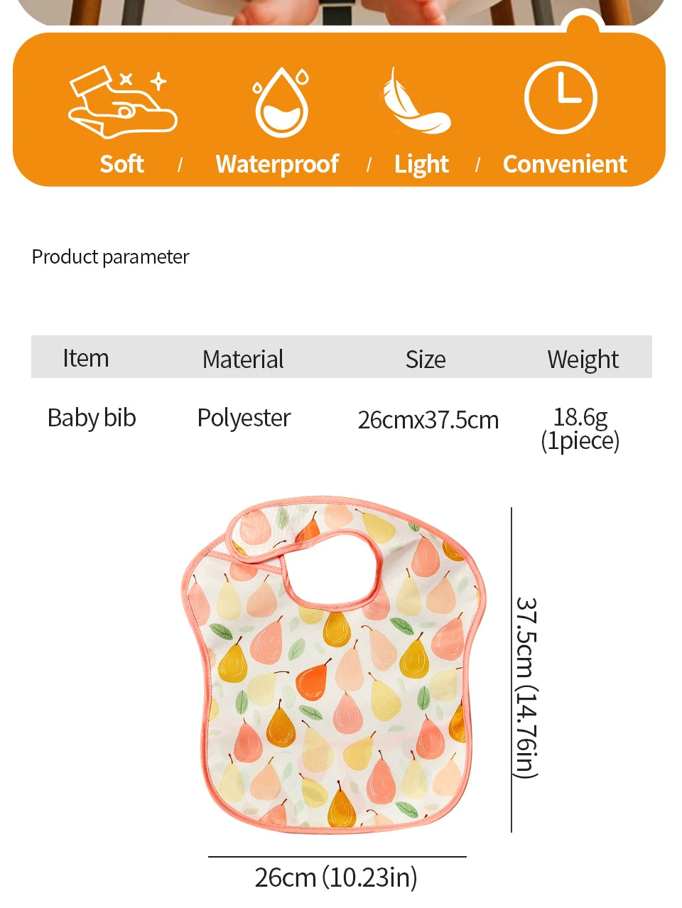 Baby Adjustable Bibs with Pocket – 3 Pack