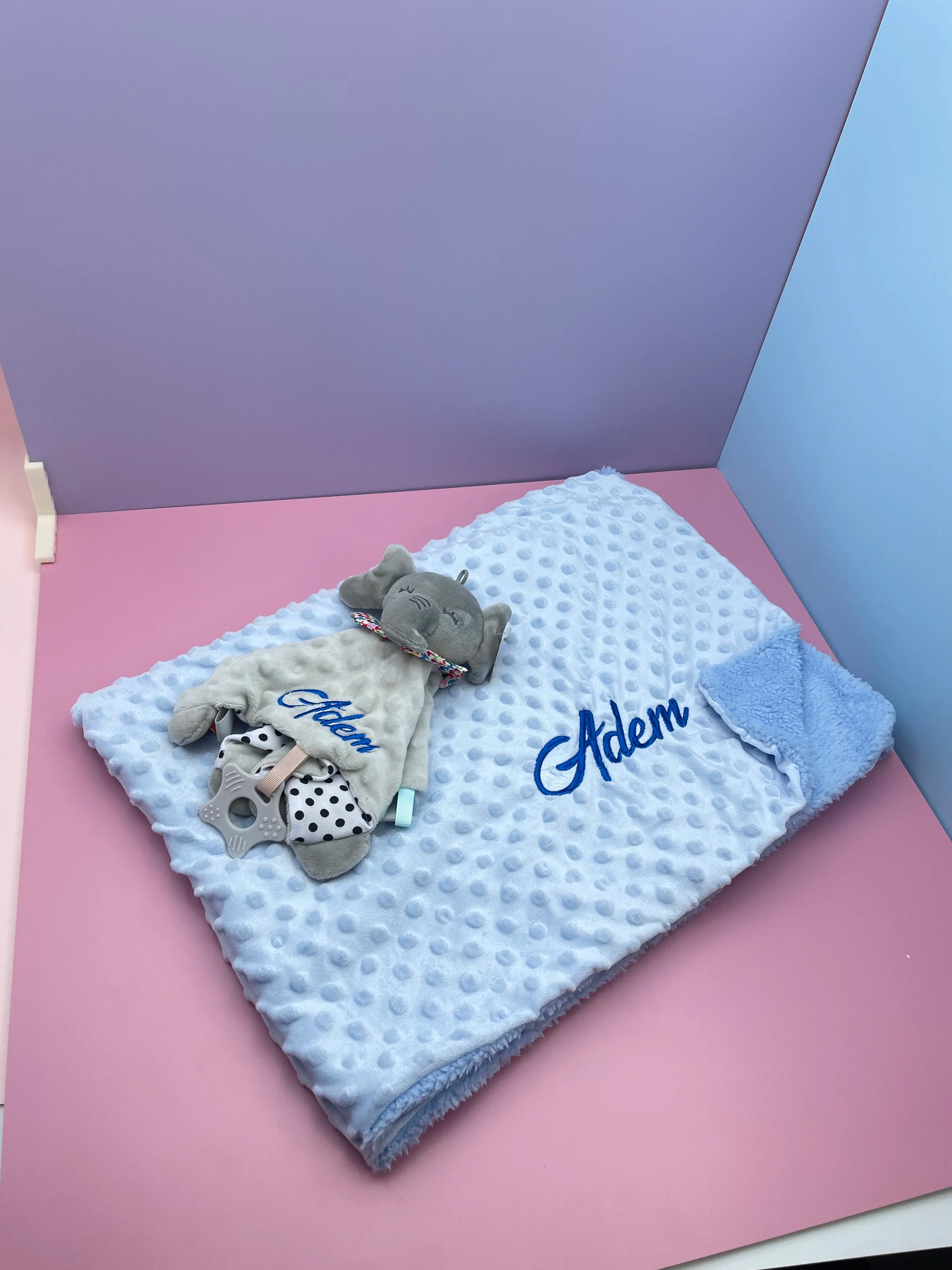 Personalised Soft Plush Baby Blanket with Name – Custom Newborn Gift