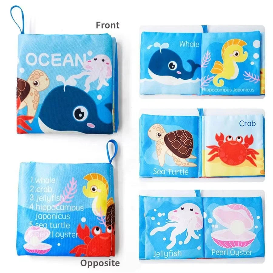 Soft Baby Crinkle & Bath Book Set – Nontoxic Fabric Cloth Books for Babies