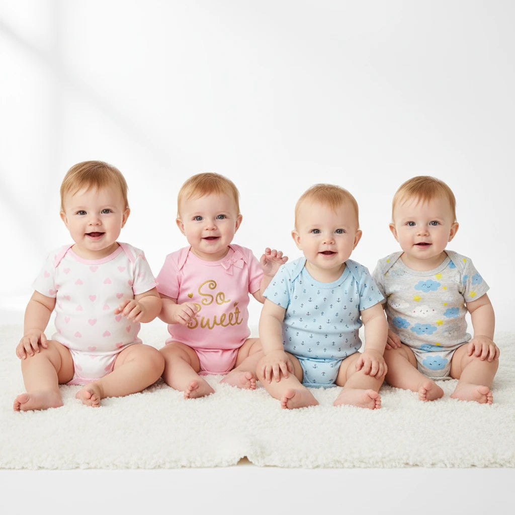 Baby Bodysuits 5-Pack - Cotton Short Sleeve