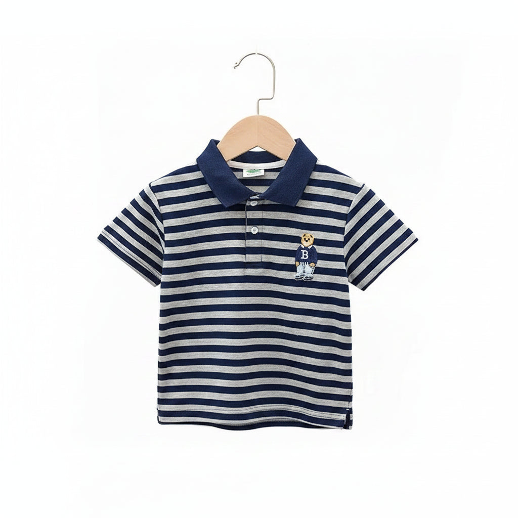 Boys Striped Bear Polo Shirt | Ages 2-6