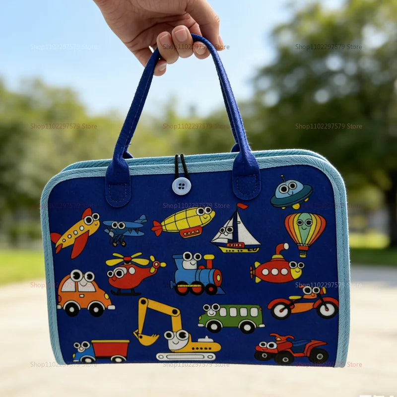 Montessori Busy Board for Toddlers - 7-in-1 Sensory Learning & Fine Motor Skills Travel Toy - Educational Felt Activity Board for Ages 2-4