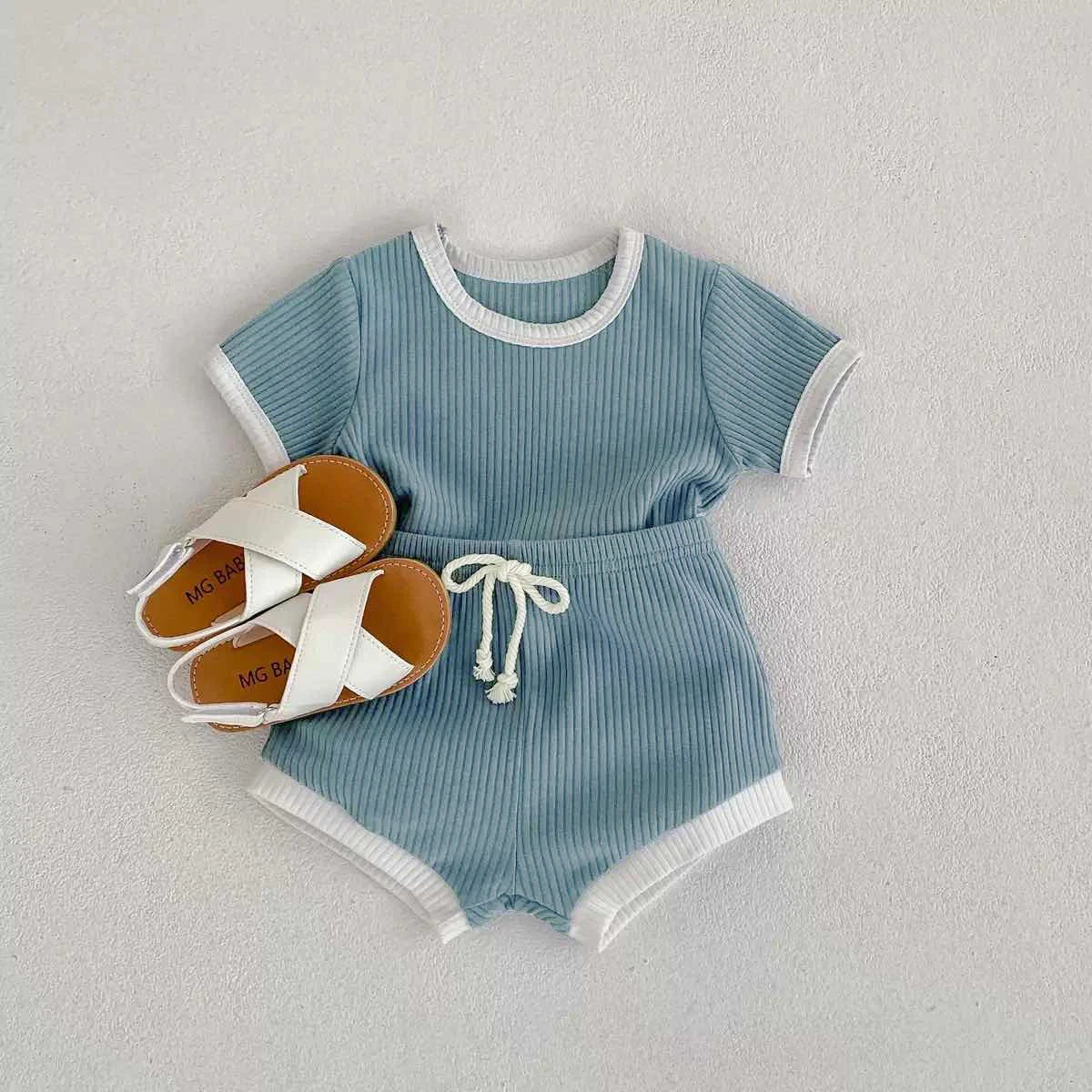 2Pcs Summer Baby Boy Clothing Sets Short Sleeve Bodysuit + Shorts Fashion Newborn Baby Clothes