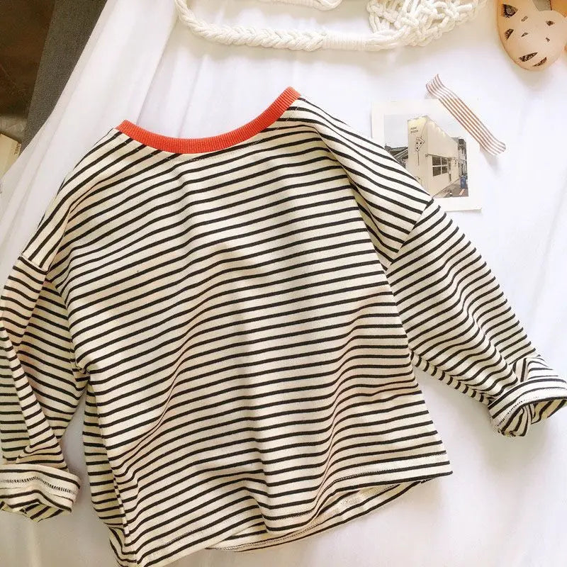 Kids Striped Long Sleeve T-Shirt – Pure Cotton Unisex Baby & Toddler Top