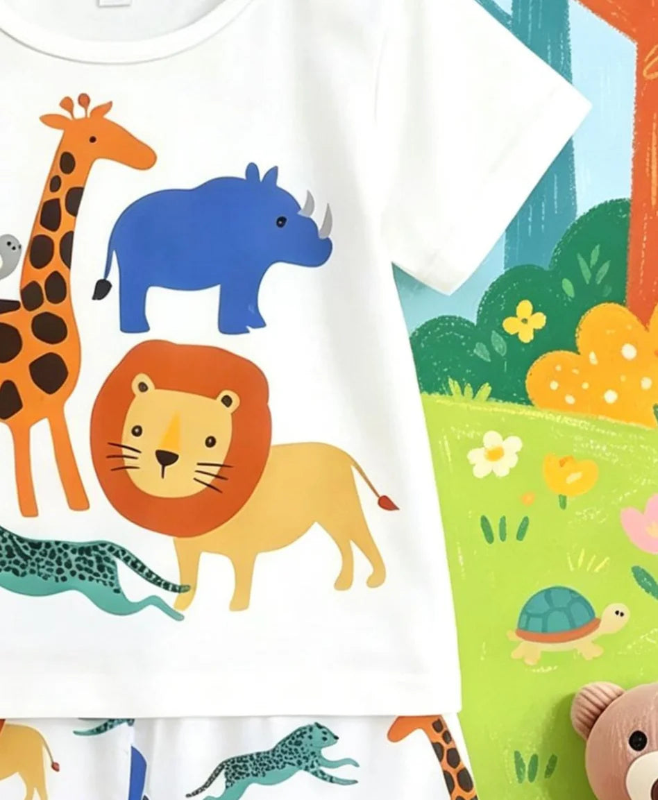 Boys' Zoo Print Two-Piece Set | Tee & Shorts
