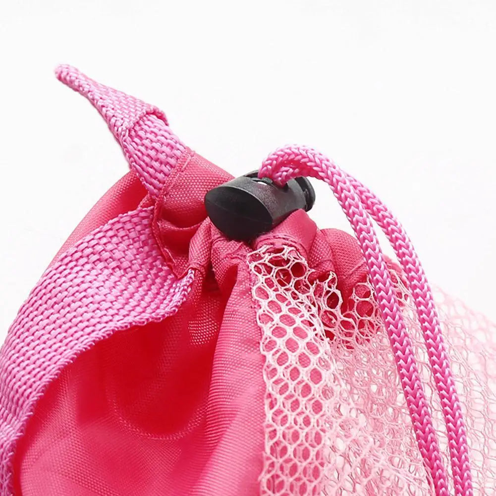 Kids Large Mesh Beach Bag – Foldable Drawstring Backpack for Sand Toys