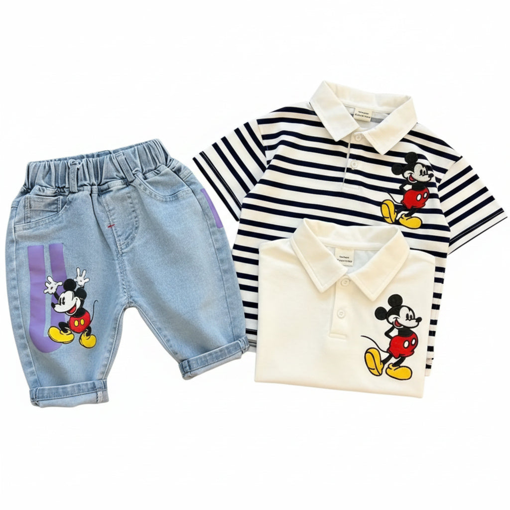 Kids Cartoon Print T-Shirt & Shorts Set Ages 2T–7T | Summer 2-Piece