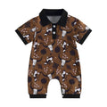 Baby Boys Bull Head Print Romper | Short Sleeve Summer Jumpsuit | 3–18M