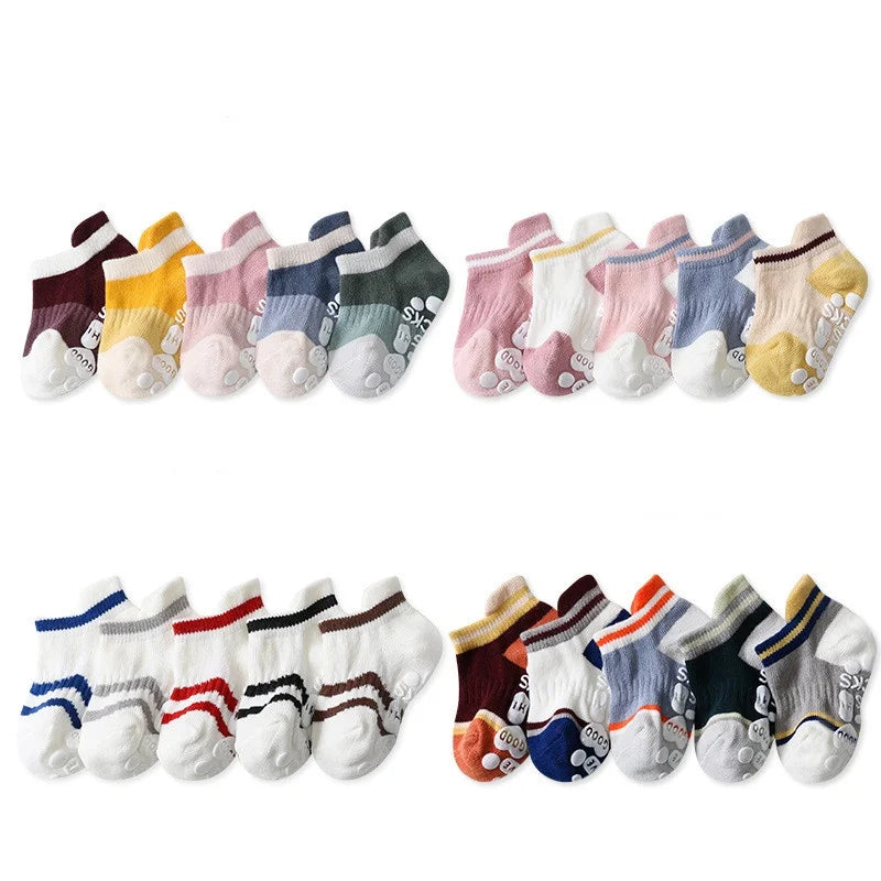5 Pairs Non-slip Baby Socks Cotton Kids Boy Baby Toddler Girls Summer Children's Socks Winter Spring 0-8 Years Old