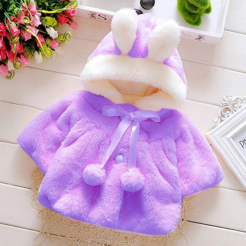 Baby Girls Rabbit Ear Fleece Cape | Autumn Winter | Ages 0–2