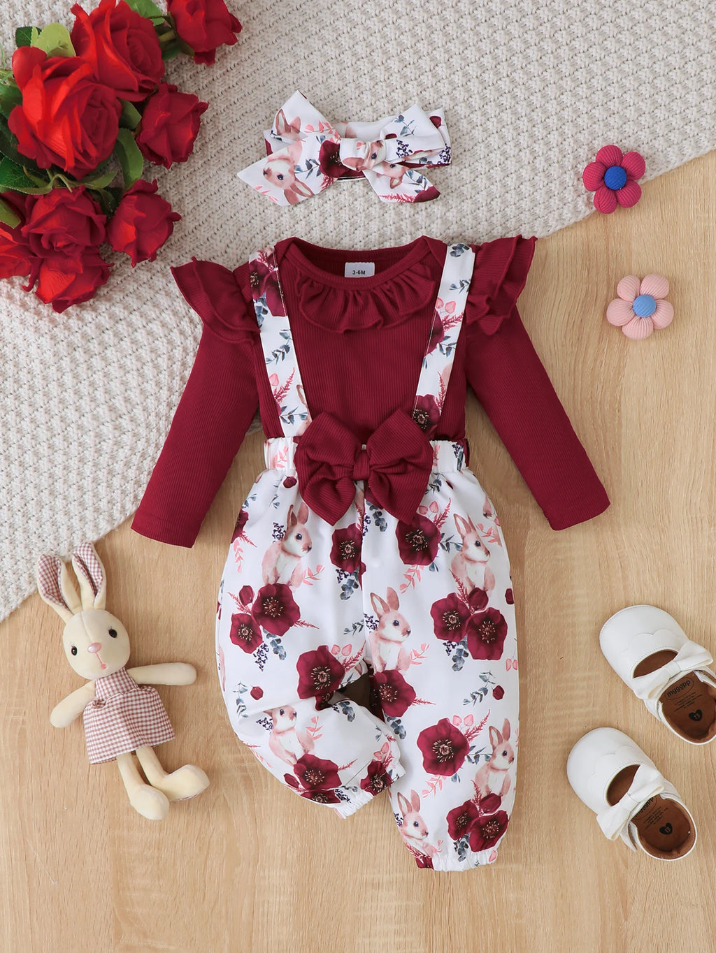 Baby Girl 3-Piece Floral Set | Top, Strap Pants & Headband